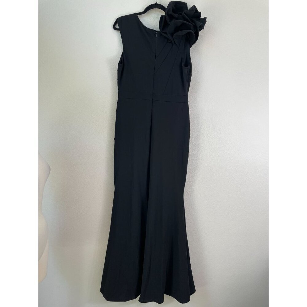 Lulu's Black One-Shoulder Floral Accent Gown - Picture 8 of 10